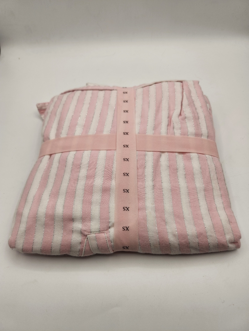 Victoria's Secret Iconic Pink & Silver Striped Flannel Pajama Set Size XS - Picture 5 of 6